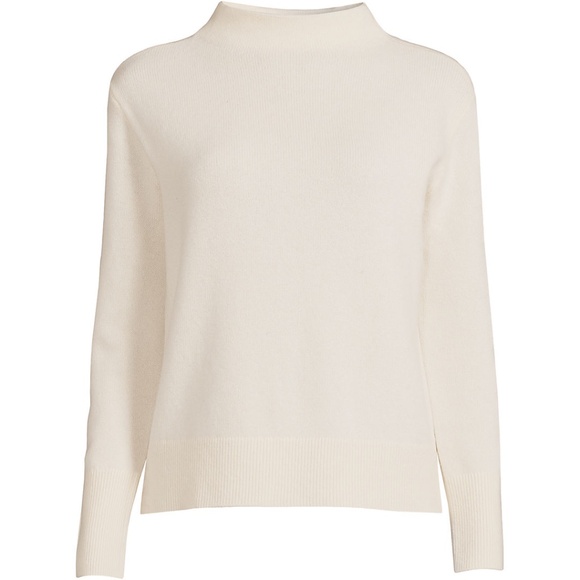 Women's Cashmere Funnel Neck Sweater - Fresh Ivory - Picture 9 of 13